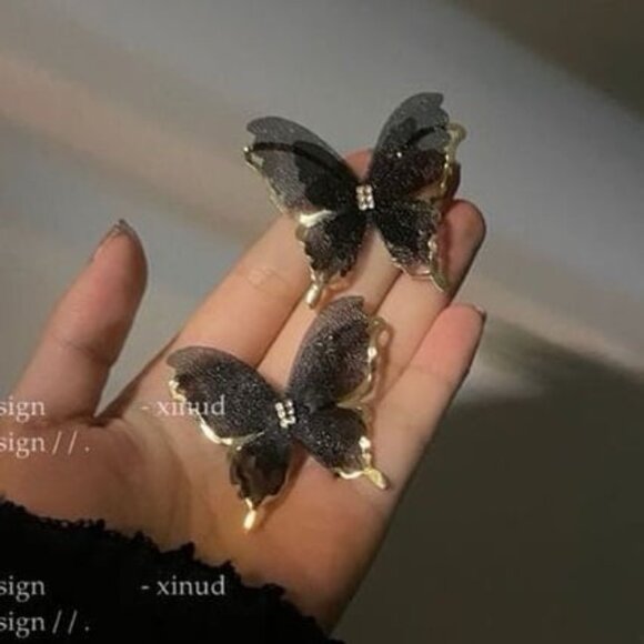Metal mesh butterfly earrings - Picture 1 of 8